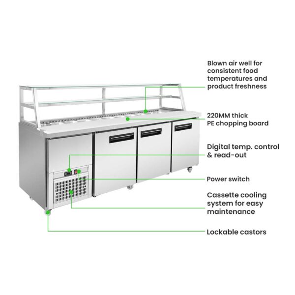 FED SCB21 3 Door Sandwich Bar 2180mm Wide