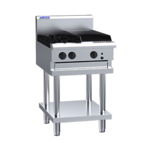 LUUS CS-2B3C 2 Burner Gas Cooktop With 300mm Chargrill 600mm Wide