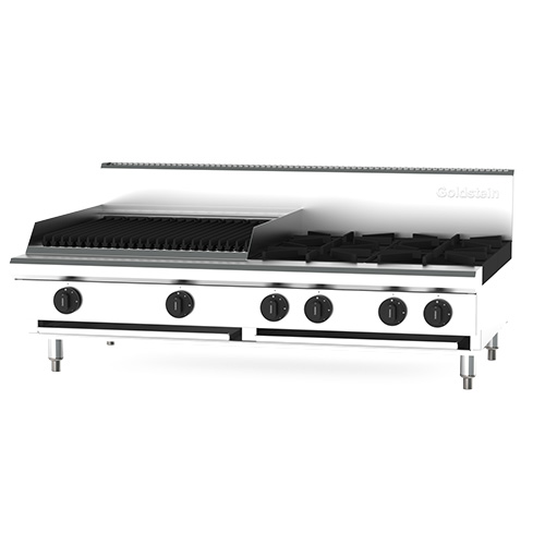 Goldstein PFB24Q4-X Cooktop 4 open burners & 610mm chargrill