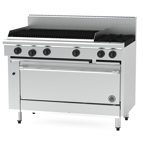 Goldstein PF36Q240-X Gas 2 Burner & 914mm Chargrill with Static Oven 1220mm Wide