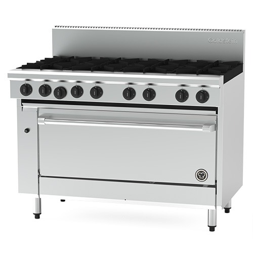 Goldstein PF840-X Gas 8 Burner Range with Static Oven 1220mm Wide