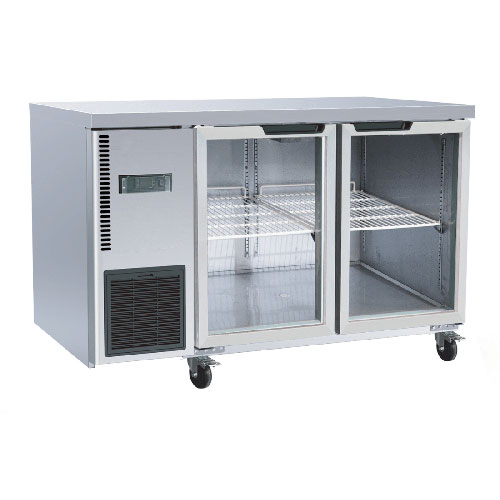 FED TL1200TNG 2 Glass Door Underbench Fridge 1200mm Wide