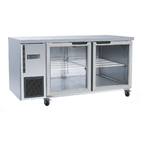 FED TL1500TNG 2 Glass Door Underbench Fridge 1500mm Wide