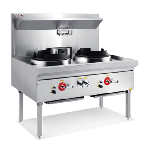 LKK 2BC 2 Burner Waterless Gas Wok - Chimney Burner