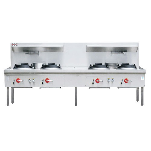 LKK 4BC 4 Burner Waterless Gas Wok - Chimney Burner