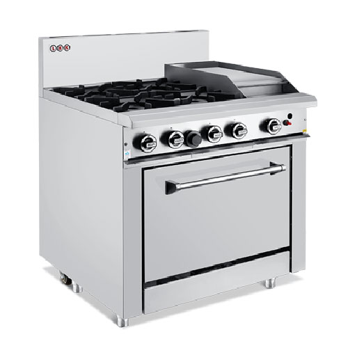 LKK OB6CO 4 Gas Burner Cooktop & 300mm Hotplate With Static Oven 900mm Wide