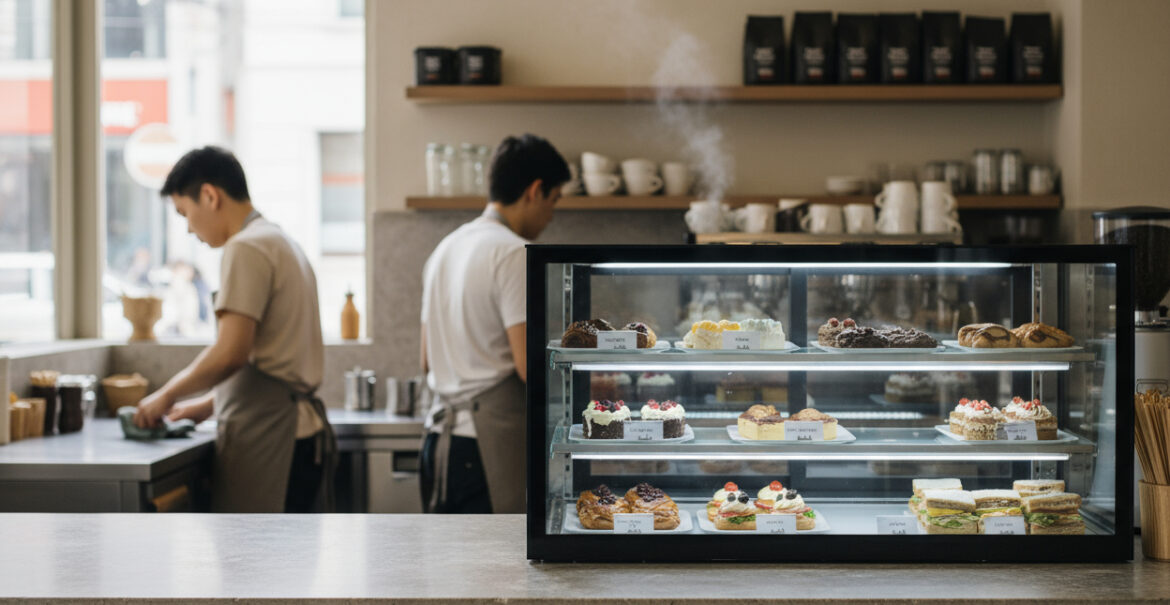 commercial ambient display fridge cafe counter