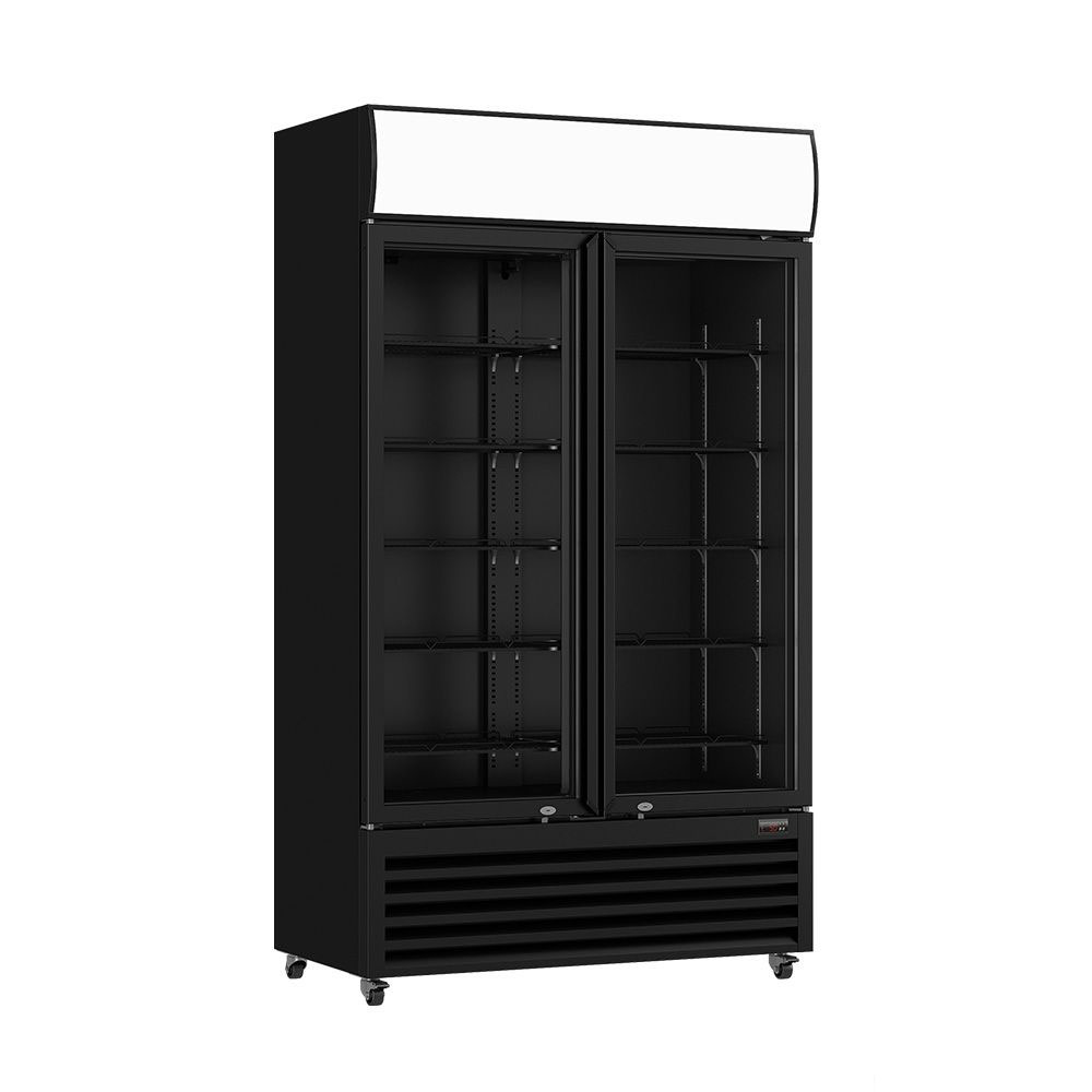 Thermaster Colourbond Upright Beverage Fridge 2 Doors Black LG 1000BP 1