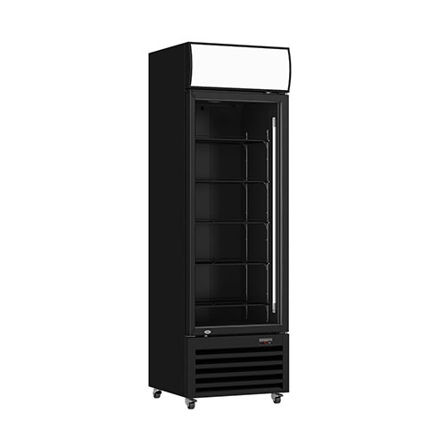 Thermaster Single Glass Door Black Colourbond Upright Drink Fridge LG 540BP